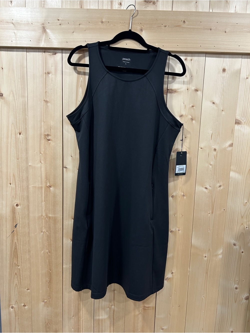 NWT Peach Black Signature Athletic Dress A-Line Size L Classic Travel Sporty